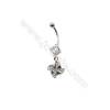 Brass Belly Ring  Windmill  CZ Micro Pave  Size 37x12mm  5pcs/Pack