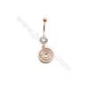 Brass Belly Ring  Round  CZ Micro Pave  Size 39x13mm  2pcs/Pack