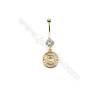Brass Belly Ring  Round  CZ Micro Pave  Size 39x13mm  2pcs/Pack