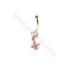 Brass Belly Ring  Arrow  CZ Micro Pave  Size 35x9mm 5pcs/Pack