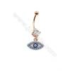 Brass Belly Ring  Eyes  CZ Micro Pave Size 33x14mm  5pcs/Pack
