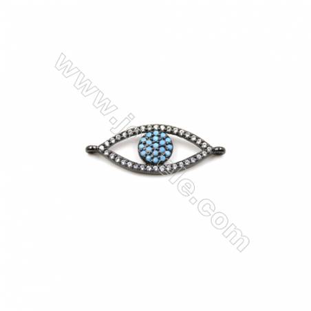 Brass Micro Pave Cubic Zirconia Eyes Connectors Charms Size 10x20mm Hole 1mm 2pcs/Pack