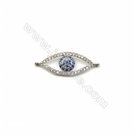 Brass Pave Cubic Zirconia  Eyes Connectors Charms Size 10x21mm Hole 1mm 4pcs/Pack