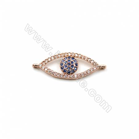 Brass Pave Cubic Zirconia  Eyes Connectors Charms Size 10x21mm Hole 1mm 4pcs/Pack