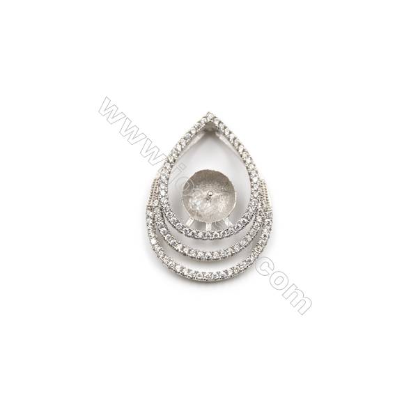 Pendentif pour perle semi-percée en Argent 925 rhodié avec Zirconium-D5764 19x25mm x 5pcs