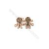 Brass Micro Pave Cubic Zirconia Charms Connectors Couples Size 13x21mm Hole 1mm 8pcs/Pack
