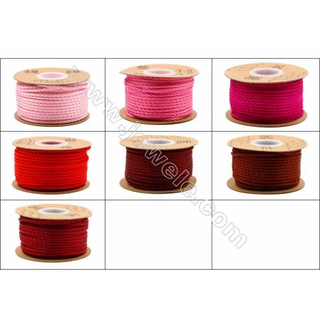 紅色系列 尼龍瓔珞繩 編織繩 線粗 約3毫米 23米/卷