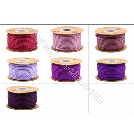 紫色系列 尼龍瓔珞繩 編織繩線粗 約3毫米 23米/卷
