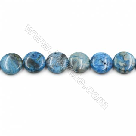 Natürliche blaue verrückte Achats runde flache Perlenkette  Durchmesser 20mm Durchmesser des Loch0.7mm,15~16" x1 Strang