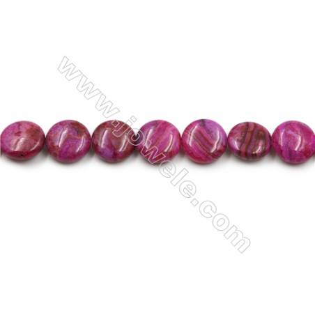Red Crazy Agate Gemstone Beads Strands, Flat Round, Diameter 15mm, Hole 0.7mm, 15~16"/strand