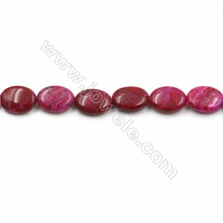 Red Crazy Agate Gemstone Beads Strands, Flat Oval, Size 13x18mm, Hole 0.7mm, 15~16"/strand