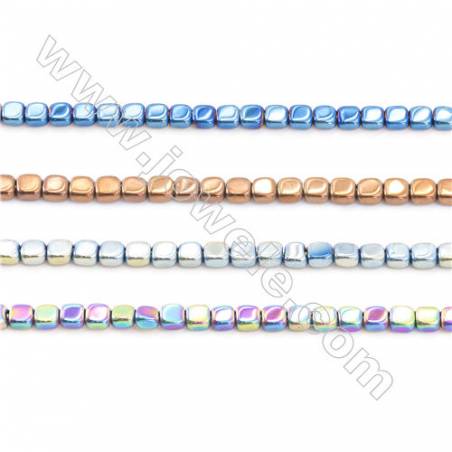 Silver Plated Hematite Beads Strand, Faceted Cube, Size 1x1x1mm, Hole 0.6mm, about 200 beads/strand 15~16"