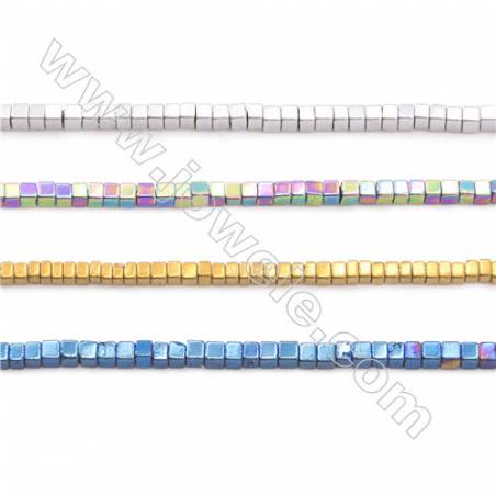Hematite de galvanoplastie Perle carrée sur fil  Taille 1x1mm trou0.6mm Environ 400perles/fil 15~16"