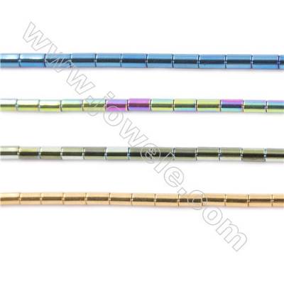 Various Colors Plated Hematite Beads Strand, Column, Size 5x3mm, Hole 1mm, about 80 beads/strand 15~16"