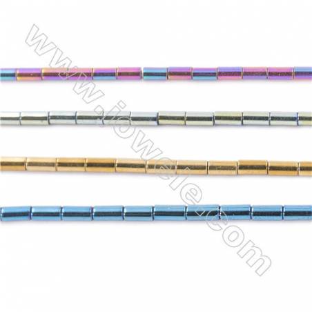 Various Colors Plated Hematite Beads Strand, Column, Size 4x2mm, Hole 1mm, about 100 beads/strand  15~16"