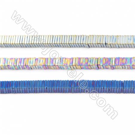 Various Colors Plated Hematite Beads Strand, Square, Size 4x4mm, Hole 1mm, about 400 beads/strand 15~16"