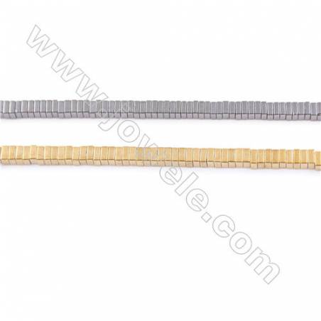 Hematite de galvanoplastie Perle carrée sur fil  Taille 2x2mm  trou1.0mm Environ 400perles/fil 15~16"