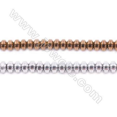 Different Colors Plated Hematite Beads Strand, Abacus, Size 4x2mm, Hole 1mm, about 200 beads/strand 15~16"