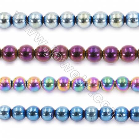Various Color Plating Hematite Beads Strand, Round, Diameter 12mm, hole 1.5mm, about 34 beads/strand, 15~16"