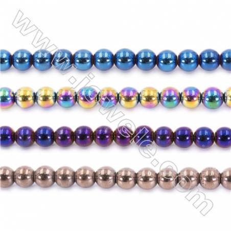 Various Color Plating Hematite Beads Strand, Round, Diameter 10mm, hole 1.5mm, about 40 beads/strand, 15~16"