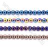 Various Color Plating Hematite Beads Strand, Round, Diameter 10mm, hole 1.5mm, about 40 beads/strand, 15~16"
