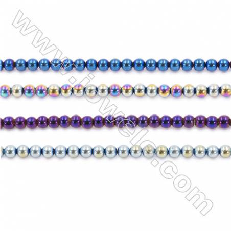 Various Color Plating Hematite Beads Strand, Round, Diameter 6mm, hole 1.5mm, about 67 beads/strand, 15~16"