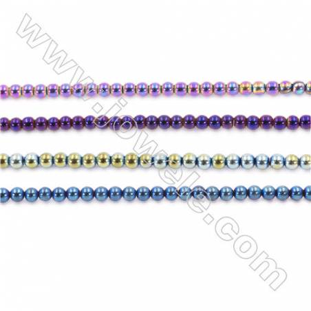 Various Color Plating Hematite Beads Strand, Round, Diameter 4mm, hole 1mm, about 100 beads/strand, 15~16"