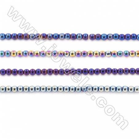 Various Color Plating Hematite Beads Strand, Round, Diameter 3mm, hole 1mm, about 135 beads/strand, 15~16"
