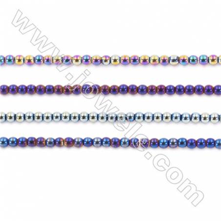 Various Color Plating Hematite Beads Strand, Round, Diameter 2mm, hole 1mm, about 200 beads/strand, 15~16"