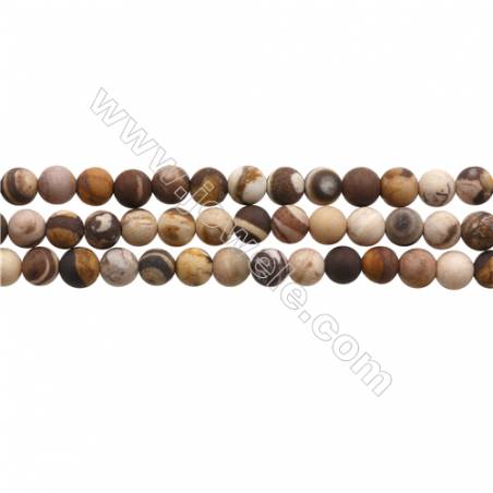 Натуральные бусы Яшма Зебра, матовые, коричневые,шарик,6мм ,отв. 0.7мм, 39-40см
