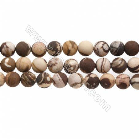 Натуральные бусы Яшма Зебра, матовые, коричневые,шарик,10мм ,отв. 0.7мм, 39-40см