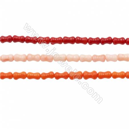 Korallen bunte gefärbte kissenförmige Perlenkette 4x6mm Durchmesser des Loch 0.7mm ca. 65 Stck / Strang 15~16"