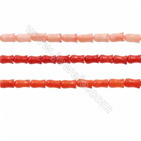 Korallen bunte gefärbte blumeförmige Perlenkette 5x7mm Durchmesser des Loch 0.8mm ca. 50 Stck / Strang 15~16"