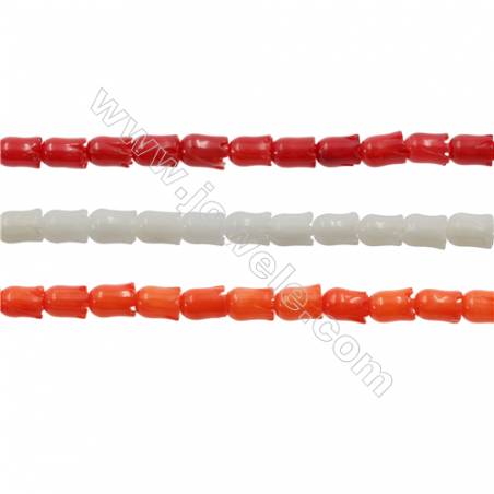 Various Colors Coral Flower Beads Strands, Dyed, Size 4x5mm, Hole 0.7mm, about 80 pcs/strand 15~16"