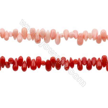 Various Colors Coral Waterdrop Beads Strands, Dyed, Size 4x8mm, Hole 0.6mm, about 150 pcs/strand, 15~16"