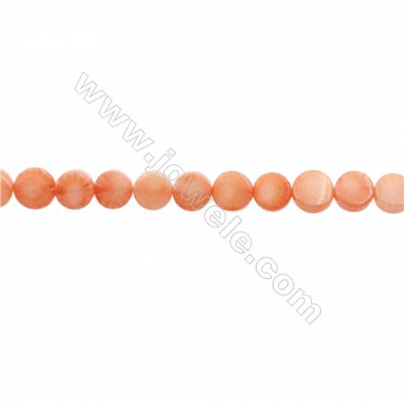 Korallen bunte gefärbte runde und flache Perlenkette 4x6mm Durchmesser des Loch 0.7mm ca. 68 Stck / Strang 15~16"