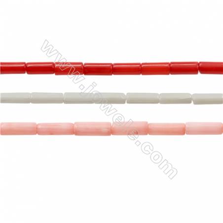 Various Colors Coral Column Beads Strands, Dyed, Size 3x9mm, Hole 0.7mm, about 44 pcs/strand 15~16"
