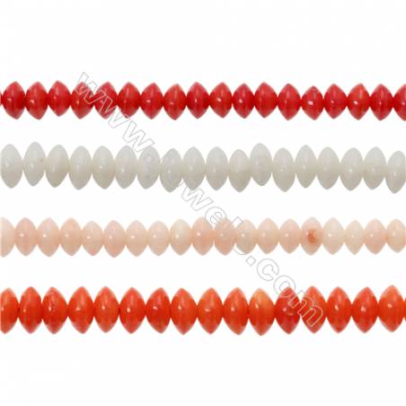 Various Colors Coral Abacus Beads Strands, Dyed, Size 3x5mm, Hole 0.8mm, about 146 pcs/strand 15~16"