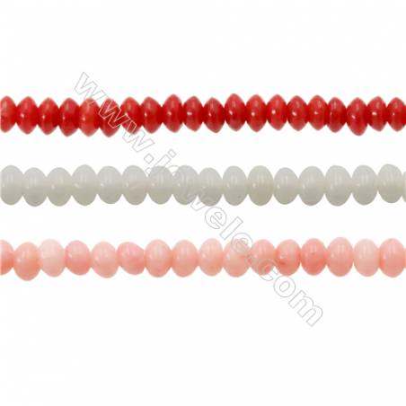 Various Colors Coral Abacus Beads Strands, Dyed, Size 2x3mm, Hole 0.7mm, about 200 pcs/strand 15~16"
