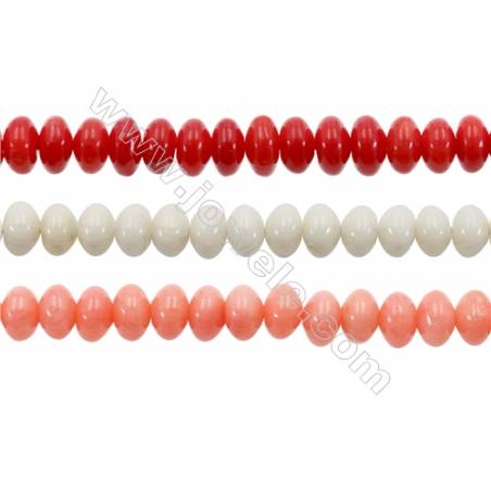 Various Colors Coral Abacus Beads Strands, Dyed, Size 4x6mm, Hole 0.7mm, about 113 pcs/strand 15~16"