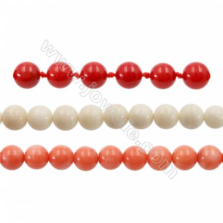 Various Colors Coral Round Beads Strands, Dyed, Diameter 8mm, Hole 1mm, about 50 pcs/strand 15~16"