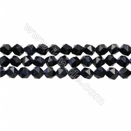 Blue Sandstone Beads Strand, Star Cut Faceted, Size 8x8mm, Hole 1mm, 15~16" x 1 strand