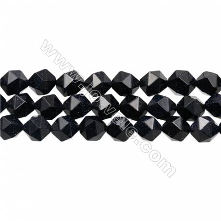 Blue Sandstone Beads Strand, Star Cut Faceted, Size 12x12mm, Hole 1mm, 15~16"/ strand