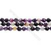 Natural Purple Striped Agate Beads Strands, Star Cut Faceted, Size 10x10mm, Hole 1mm, 15~16"/strand