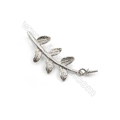 Sterling silver platinum plated zircon pendant, 10x24 mm, x 10 pcs, tray 2mm, needle 0.8mm