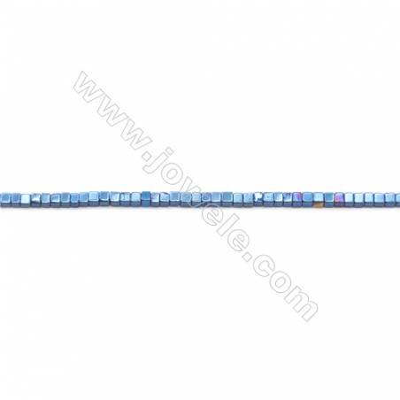 Blue Plated Hematite Beads Strand  Cube  Size: 1x1x1mm  Hole 0.6mm  about 400 beads/strand 15~16"