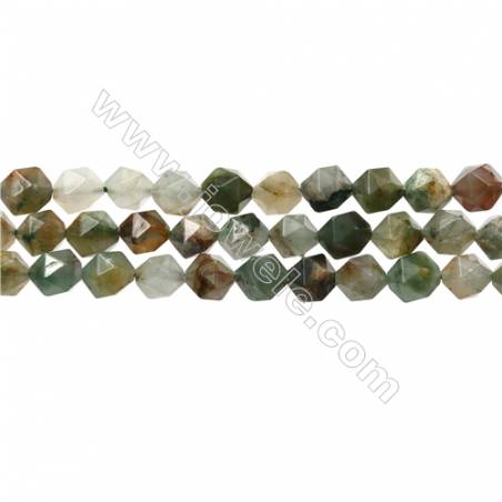 Green Flower Chrysoprase Beads Strands, Star Cut Faceted, Size 10x10mm, Hole 1mm, 15~16”/strand