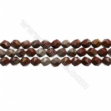Natural Red Australia Noreena Jasper Beads Strands, Star Cut Faceted, Size 8x8mm, Hole 0.8mm, 15~16"/strand