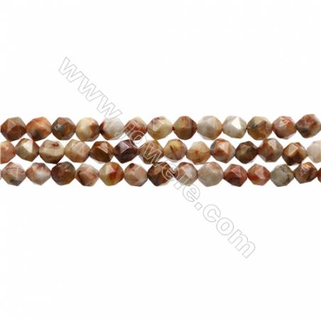 Red Crazy Lace Agate Beads Strands, Star Cut Faceted, Szie 6x6mm, Hole 0.8mm, 15~16"/strand