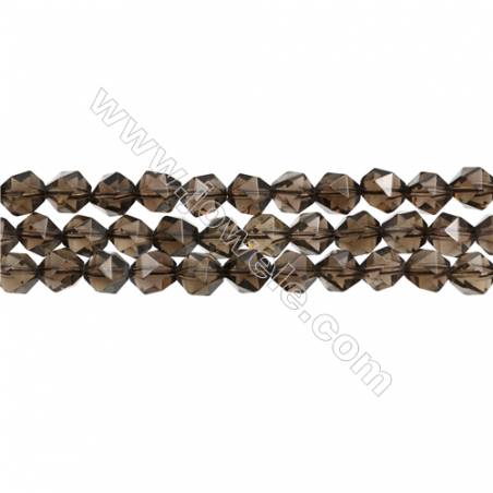 Natural Smoky Quartz Beads Strands, Star Cut Faceted, Size 8x8mm, Hole 1mm, 15~16"/strand